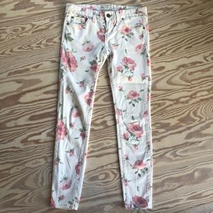 Free People Floral Skinny Ankle Jean size 25
